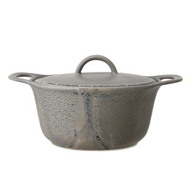 Kendra Serving Pot w/Lid, Grey, Stoneware - (D19xL25xH12 cm)