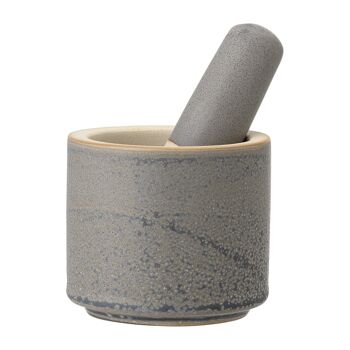Mortier et pilon Kendra, gris, grès - (M:D8,5xH7,5 / P:D3xL12 cm) 2