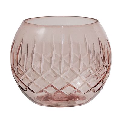 Netra votivo, rosa, vetro - (D8xH7 cm)
