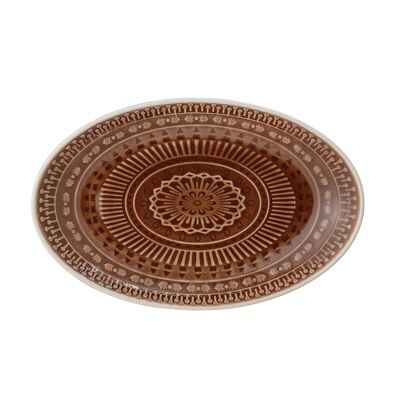 Assiette de service Rani, marron, grès - (L22,5xl14 cm)