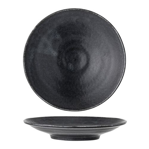Yoko Plate, Black, Porcelain - (D16xH3 cm, Set of 4)