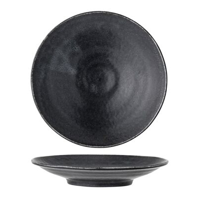 Yoko Assiette, Noir, Porcelaine - (D16xH3 cm, Lot de 4)