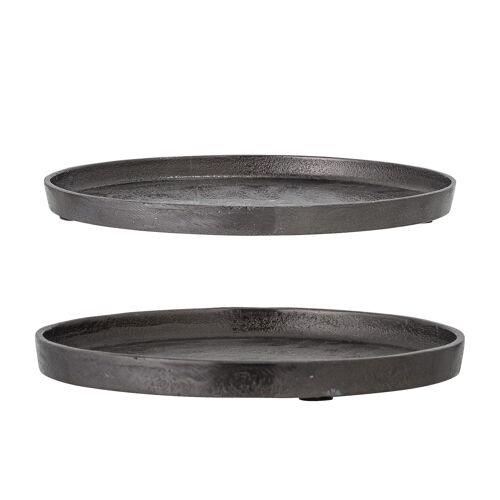 Colombo Tray, Black, Metal - (D32xH2,5/D26XH2,5 cm, Set of 2)