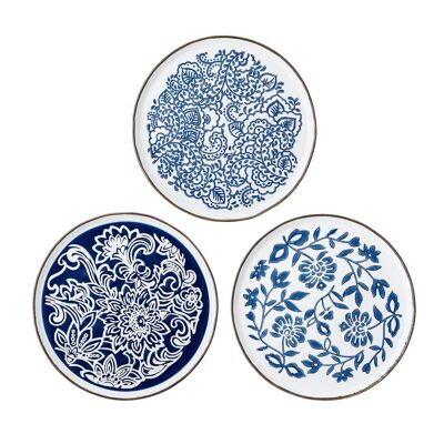Molly Plate, Blue, Stoneware - (D24 cm, Set of 3)
