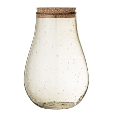 Vaso Casie con coperchio, marrone, vetro riciclato - (D18xH26 cm)
