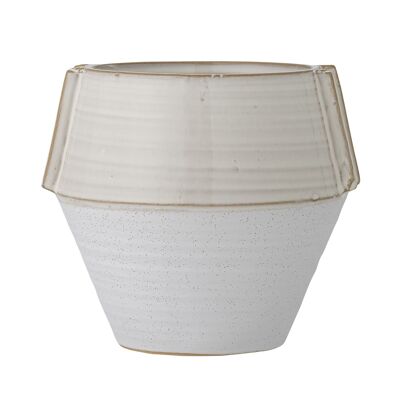 Zaki Flowerpot, White, Stoneware - (L17,5xH15,5xW16,5 cm)