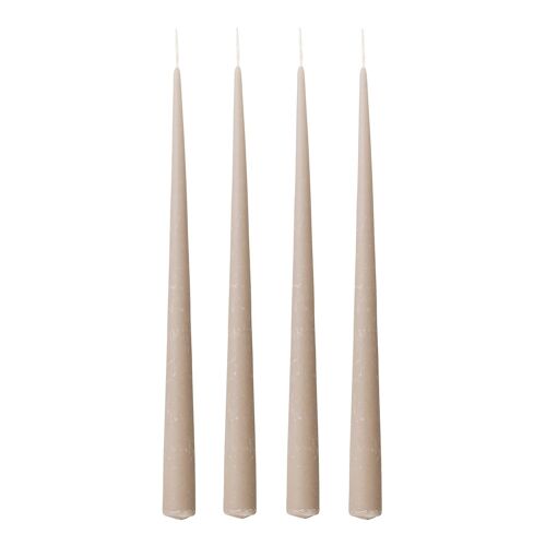 Velvet Candle, Grey, Parafin - (D2,2xH30 cm, Pack of 4)