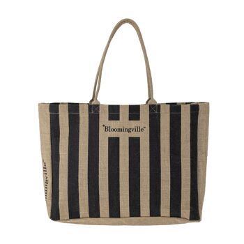 Sac cabas Bergame, noir, jute - (L38xH49xl10,5 cm) 1