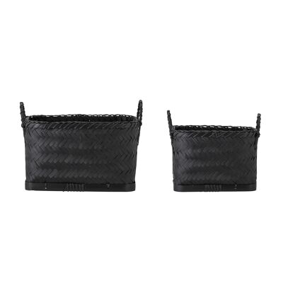 Carmil Basket, Black, Seagrass - (L25xH20xW15/L32xH23xW22 cm, Set of 2)
