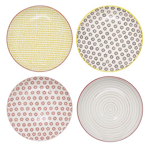 Susie Plate, Yellow, Stoneware - (D20 cm, 4 assort.)