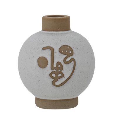 Candelero Jilian, Blanco, Gres - (D10xH11,5 cm)