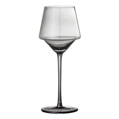 Yvette vinglas, grått, glas - (D9xH23 cm, para embalaje de 4)