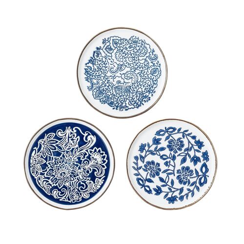 Molly Plate, Blue, Stoneware - (D15 cm, Set of 3)