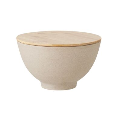 Lee Bowl w/Lid, Nature, Stoneware - (D25xH14,5 cm)