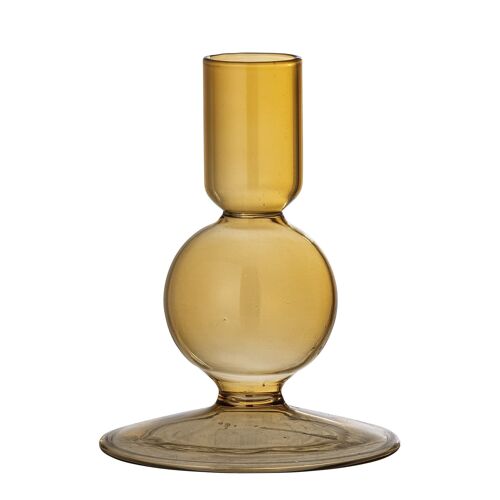 Isse Candlestick, Brown, Glass - (D9xH11 cm)