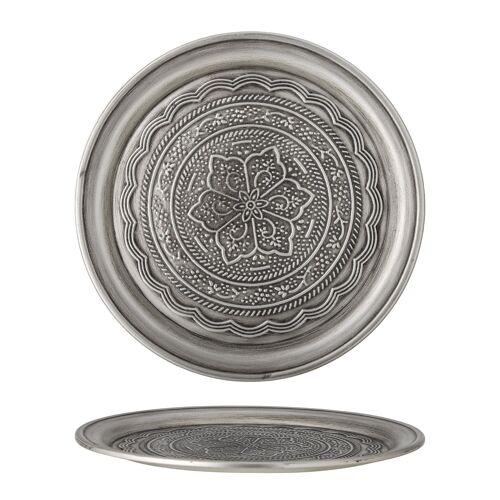 Maze Tray, Silver, Metal - (D38,5xH2 cm)