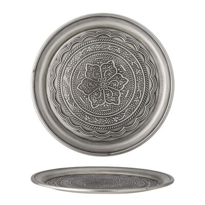 Plateau Labyrinthe, Argent, Métal - (D38,5xH2 cm)