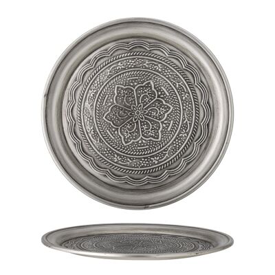Maze Tray, Silver, Metal - (D38,5xH2 cm)