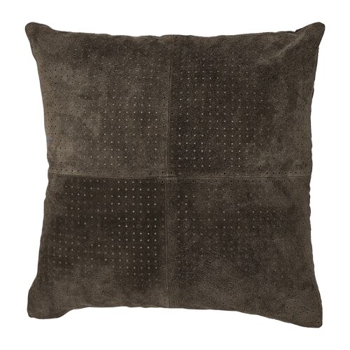 Cushion, Brown, Suede - (L45xW45 cm)
