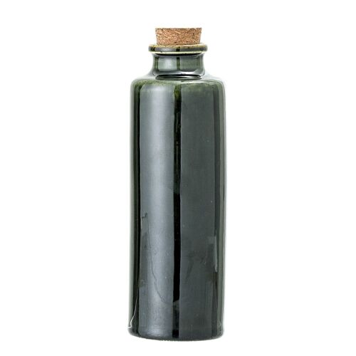 Joëlle Bottle w/Lid, Green, Stoneware - (D5,5xH18 cm)