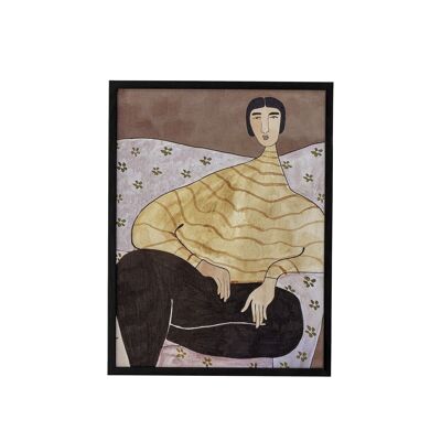 Illustrazione Smila con cornice, nero, pino - (L32xH42xW1 cm)