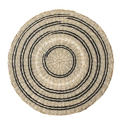 Thera Placemat, Black, Seagrass - (D38 cm)