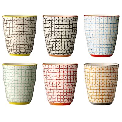 Carla Cup, Red, Stoneware - (D8,5xH9,5 cm, 6 assort.)