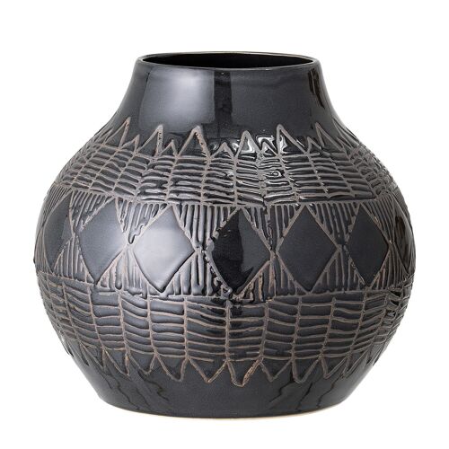Cornelius Vase, Black, Stoneware - (D30,5xH27 cm)