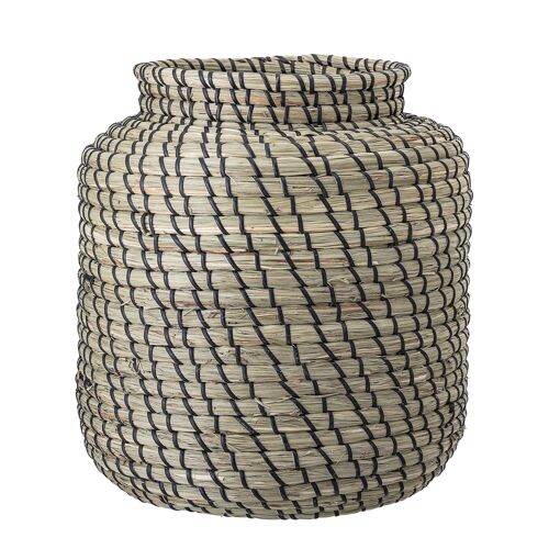 Minte Basket, Black, Seagrass - (D32xH32 cm)