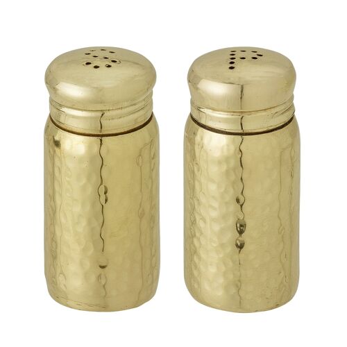 Flow Salt & Pepper Shaker, Gold, Metal - (D4xH9 cm, Set of 2)