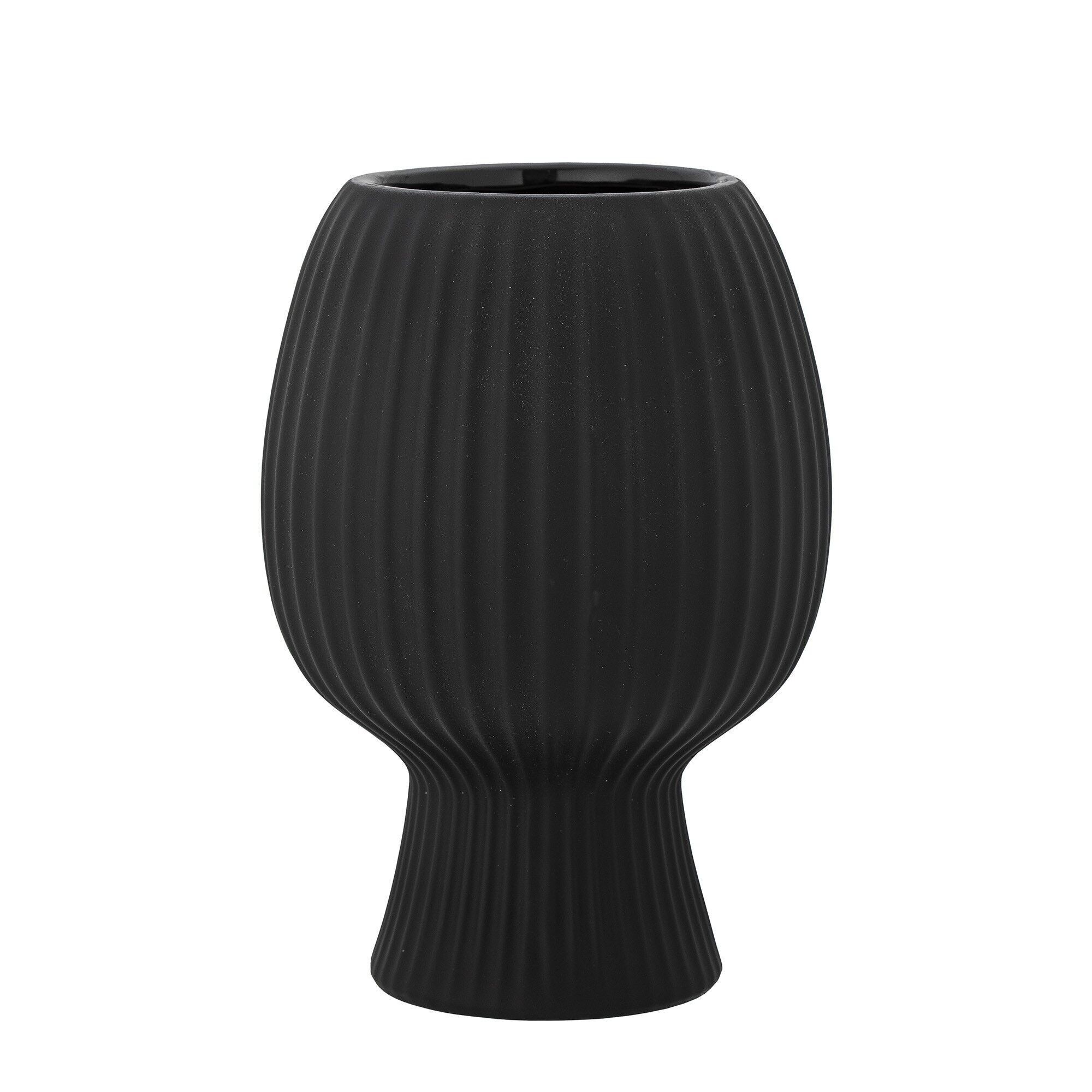 Dagny Vase, Schwarz, Steingut - (D15xH21,5 cm)