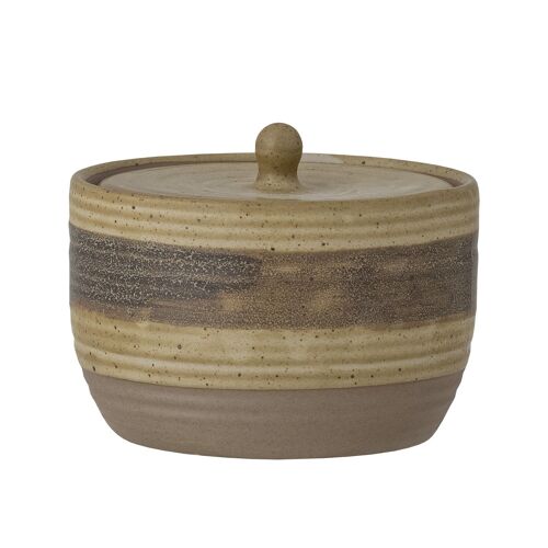 Solange Jar w/Lid, Nature, Stoneware - (D11,5xH8 cm)