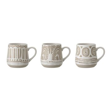 Mug Cora, Nature, Grès - (D9,5xH10,5 cm, Lot de 3) 1