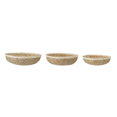 Nico Basket, Nature, Bamboo - (D30/35/40xH10/11/13 cm, Set of 3)