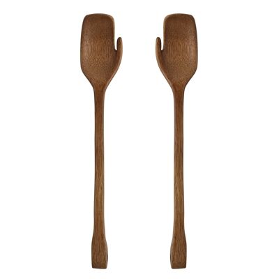 Couverts à Salade Zeena, Marron, Mangue - (L25,5xH2,5xL4,5 cm, Lot de 2)