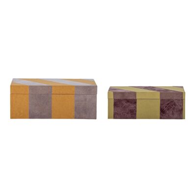 Samira Box mit Deckel, Orange, Papier – (L23xH8xW13/L26xH10xW16 cm, 2er-Set)