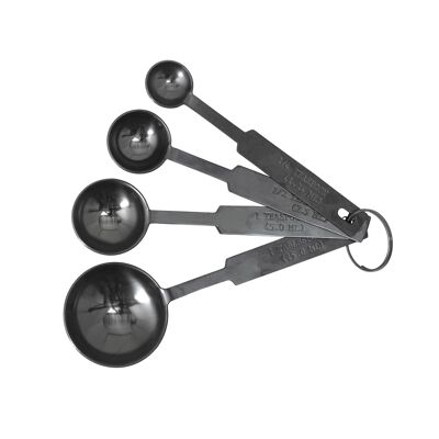 Esef Measuring Spoon, Black, Stainless Steel - (L13,5xH1xW4 cm, 1,25 / 2,5 / 5 / 15 ml, Set of 4)