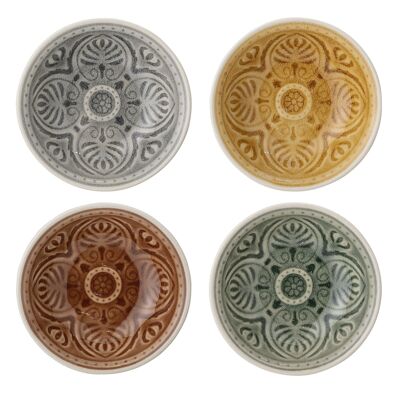 Rani Bowl, Green, Stoneware - (D9xH3 cm, Set of 4)