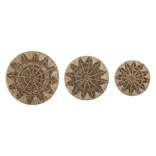 Sonna Wall Decor, Brown, Banana Leaf - (D40xH6/D50xH8/D60xH10 cm, Set of 3)