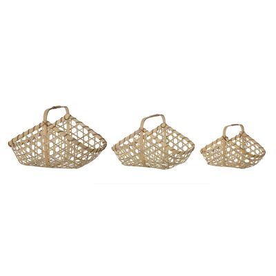 Lysia Basket, Nature, Bamboo - (L20xW13xH14/L26xW15xH17/L31xW19xH19 cm, Set of 3)