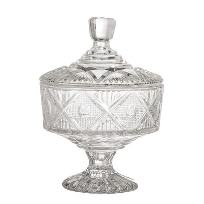 Pot Ninya avec couvercle, transparent, verre - (D12xH18 cm)