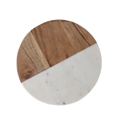 Gya Cutting Board, White, Marble - (D25,5xH2 cm)