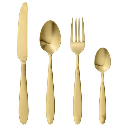Frea Cutlery, Gold, Stainless Steel - (K:L22,5/F:L20/S:L19,4/TS:L14,5 cm, Set of 4)