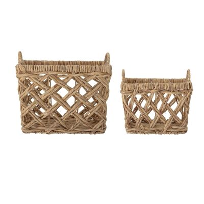 Sadia Basket, Nature, Water Hyacinth - (L35xH32xW28/L46xH35xW36 cm, Set of 2)