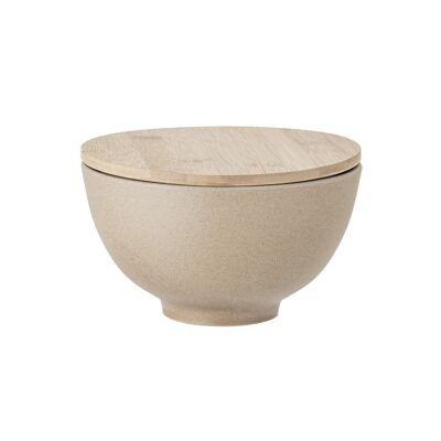 Lee Bowl w/Lid, Nature, Stoneware - (D19,5xH10 cm)