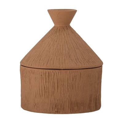 Vaso Caylie con coperchio, rosso, terracotta - (D14xH17 cm)