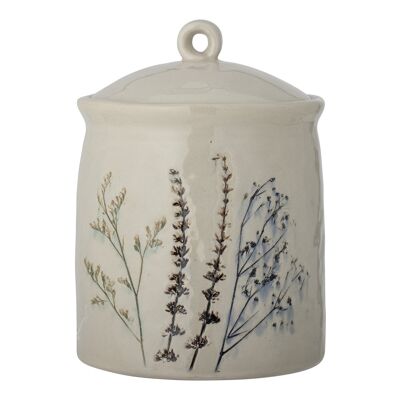 Bea Jar w/Deckel, Natur, Steingut - (D17xH24 cm)