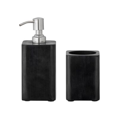 Set dispenser di sapone Minori, nero, pietra ollare - (L7,5xH18xW7,5 cm, set di 2)
