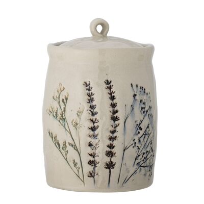 Bea Jar w/Lid, Nature, Stoneware - (D12xH20,5 cm)