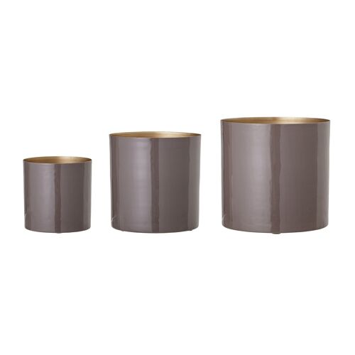 Safia Flowerpot, Purple, Metal - (D16xH16/D21xH22/D26xH25 cm, Set of 3)